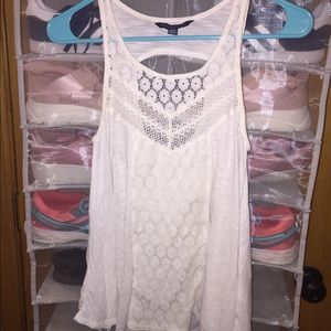 American Eagle White Laced Tank Top